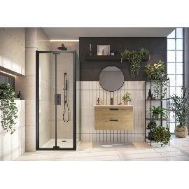 S6mm Black Bifold Semi Frameless Door 900