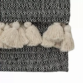 Woven Throw with Tassels Black