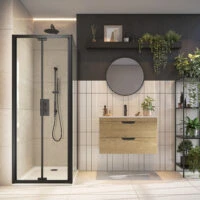 S6mm Black Bifold Semi Frameless Door 800