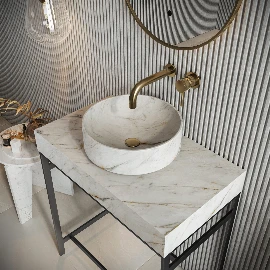 Sanctuary Arabescato White Round 350 Marble Basin