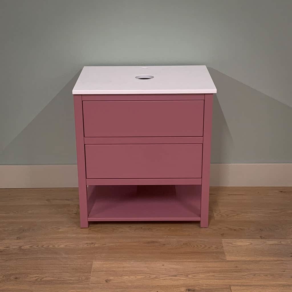 700mm wide pink painted vanity unit