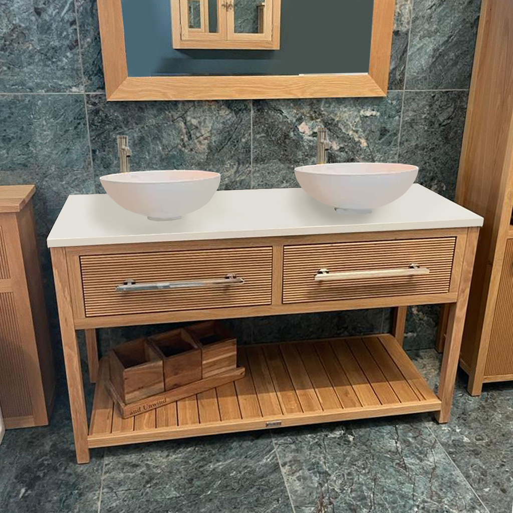 alfred oak reeded large bathroom vanity unit | countertop basin(s)