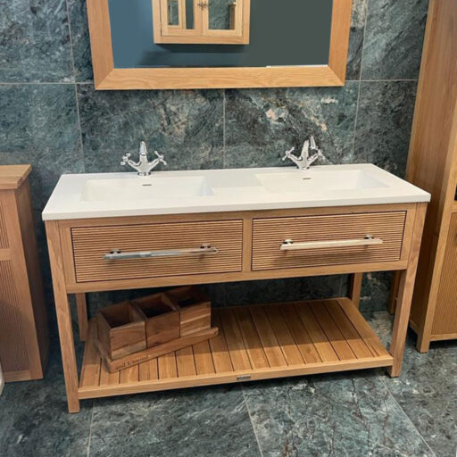 alfred oak reeded large bathroom vanity unit | undermounted basin(s)