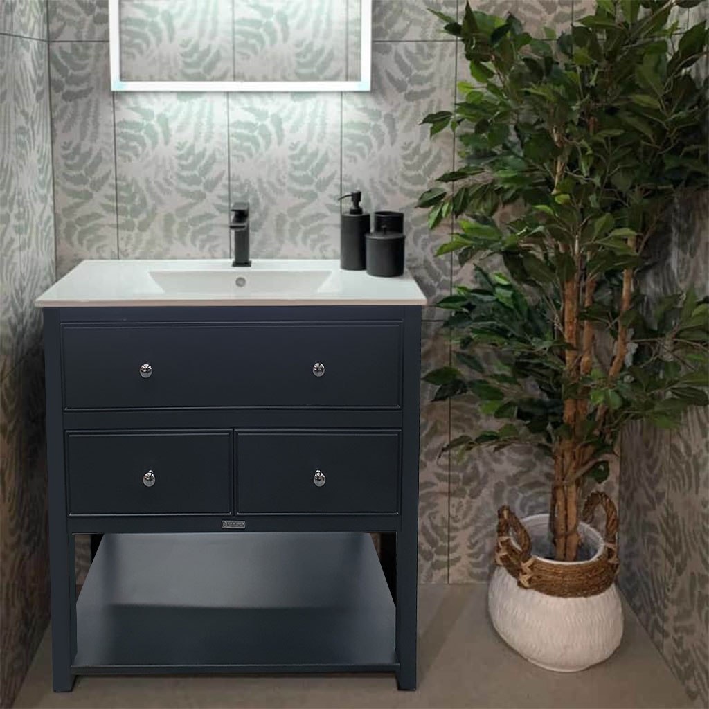 amy painted bathroom vanity unit with slimline modern ceramic sink