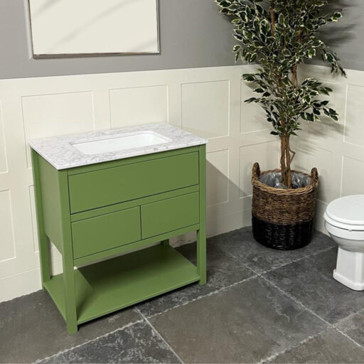 amy undercounter vanity unit | 800mm wide | green colour