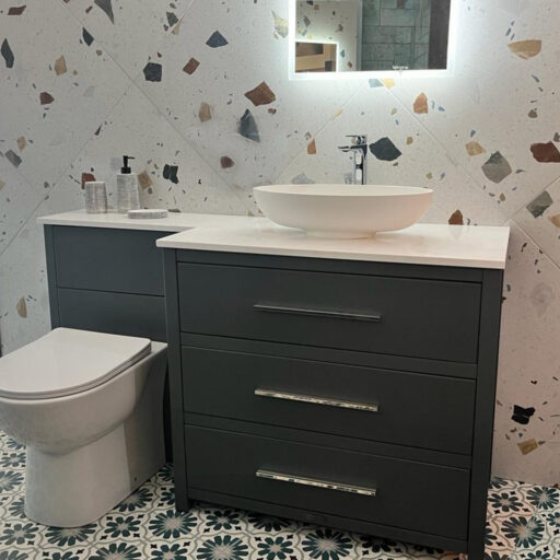 ava chest painted vanity unit & toilet with countertop sink
