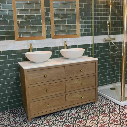 ava oak chest large bathroom vanity unit | countertop sink(s)