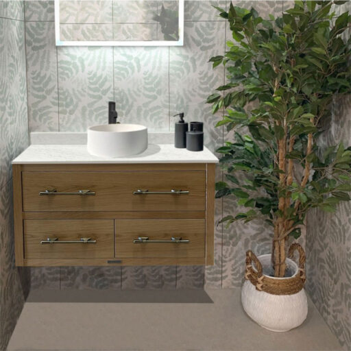 ava oak wall hung vanity unit | countertop sink