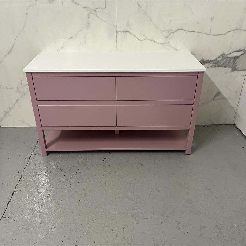 ava large painted vanity unit | 1300mm | sit on basin | blush pink