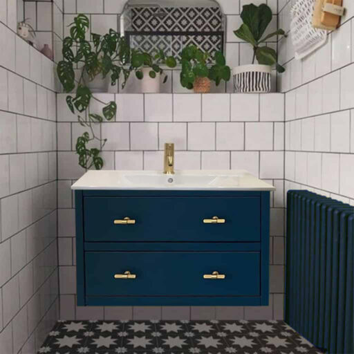 ava wall hung painted bathroom vanity | slimline ceramic sink