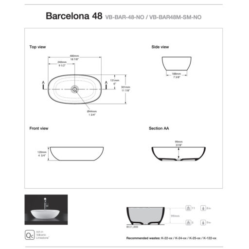 victoria + albert barcelona 48 countertop basin