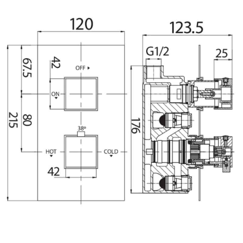 Harrogate Tap Co-recessed-shower-valve-internal001 Square Diagram