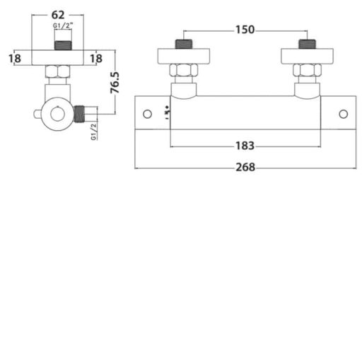 Harrogate Tap Company Round-shower-valve-Bar Valve001BLK Diagram