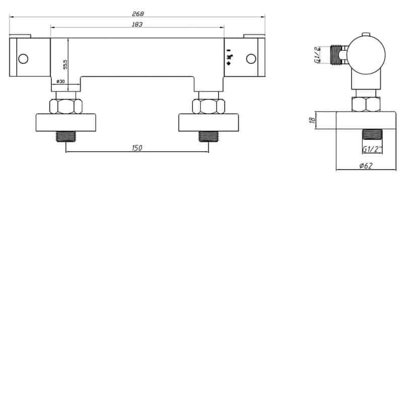 Harrogate Tap Company Round-shower-valve-Bar Valve005 Diagram