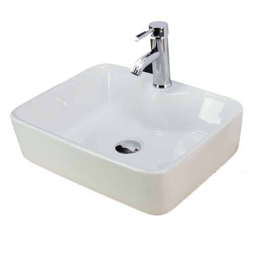 Harvey George Tap Mounted Rectangle Ceramic Sink W_ 480mm _ D_ 380mm _ H_ 130mm