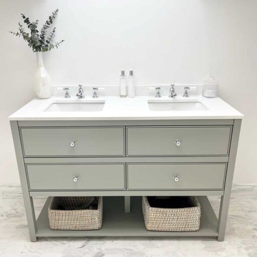 AMY Light Green Luxury Modern Double Vanity Unit Underslung Sinks | Harvey-George