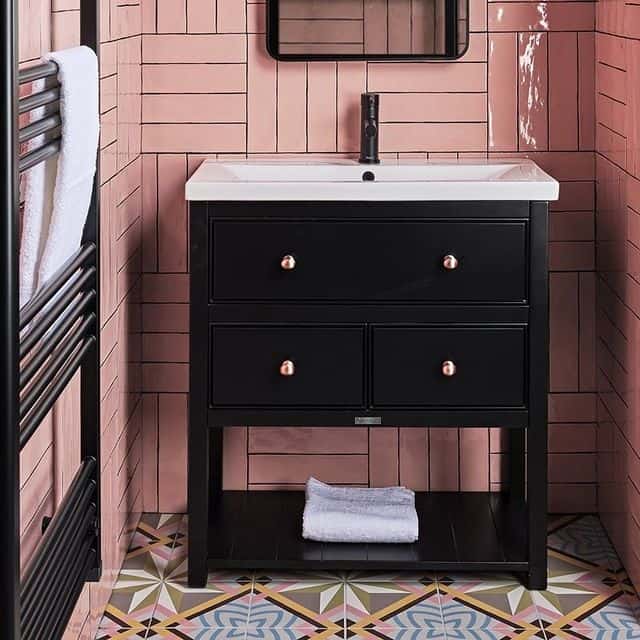 Amy Painted Vanity Unit in Black with Modern Ceramic Sink Harvey George