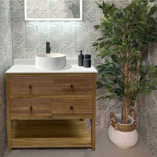 ava reeded oak vanity unit | sit on basin