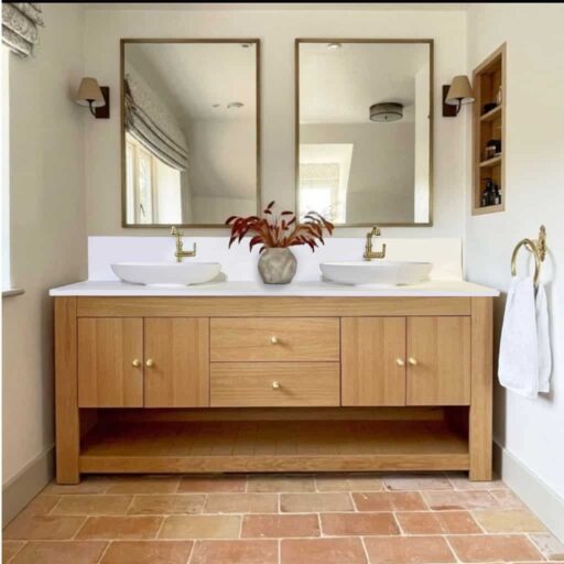 charlotte oak large bathroom vanity unit | sit on basin(s)