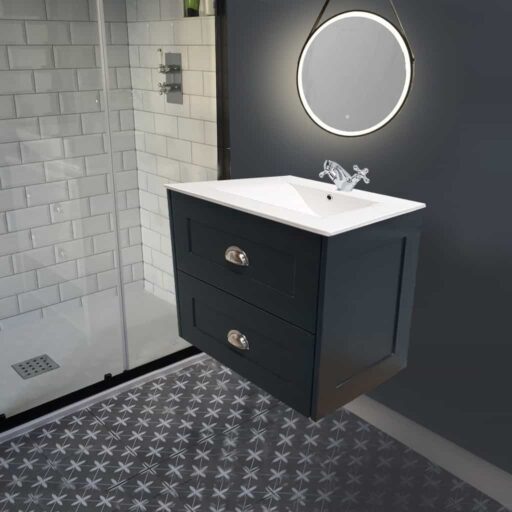 Louise Wall Hung Vanity Unit with Slimline Ceramic Sink Bespoke Painted