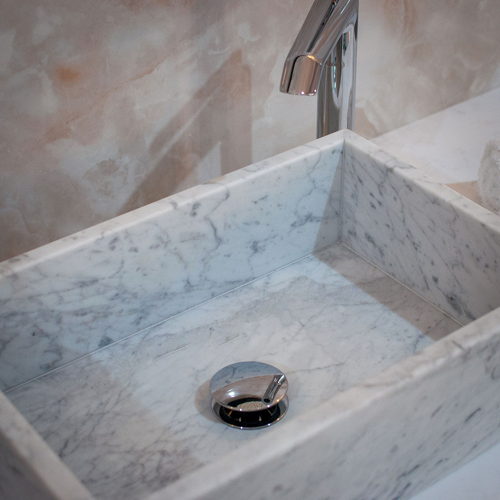 carrara marble vanity unit sink
