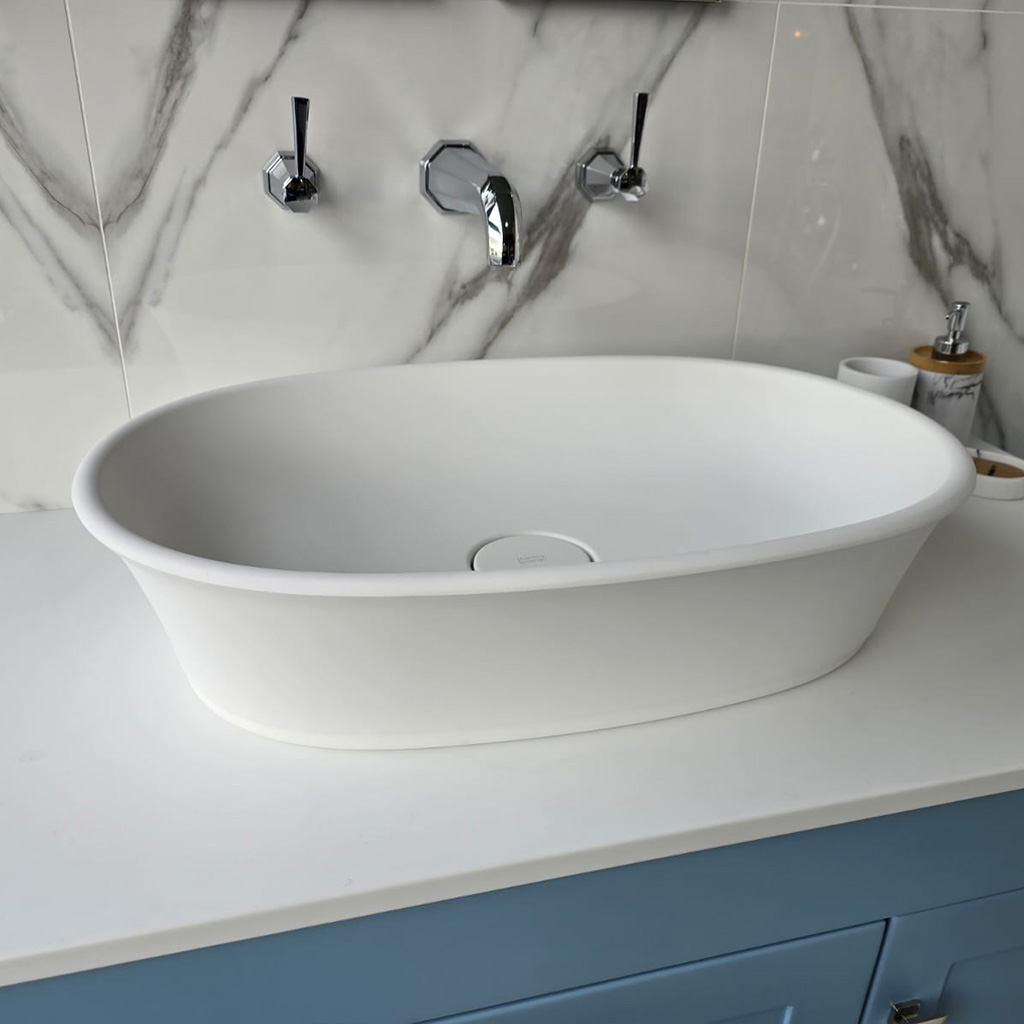 the earl stone resin | rectangle counter top sink matt finish