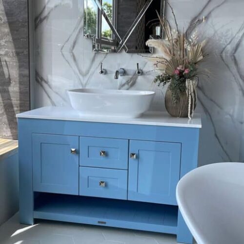 blue bathroom vanity unit