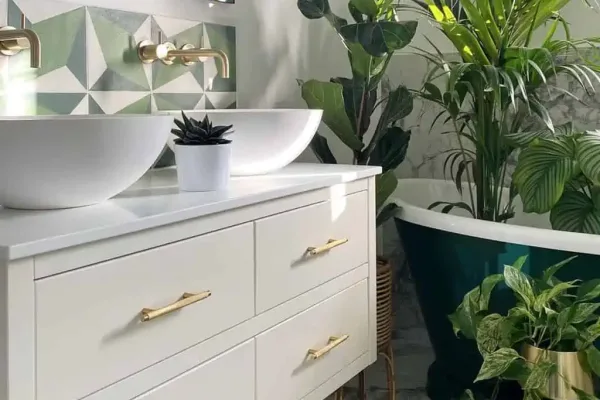 white painted wall hung vanity unit