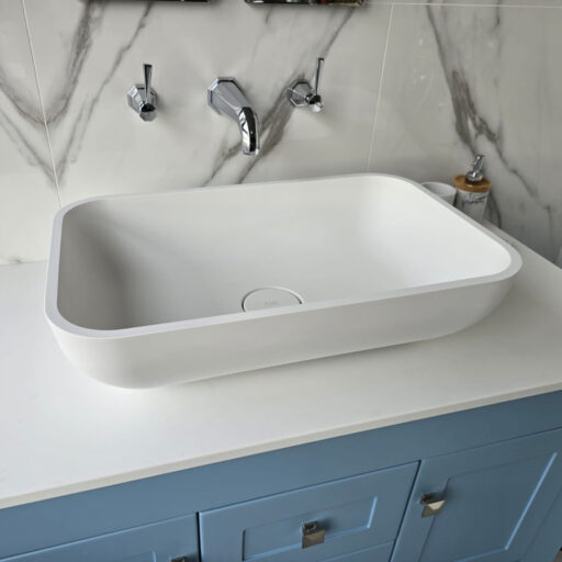 the eli stone resin | rectangle counter top sink matt finish