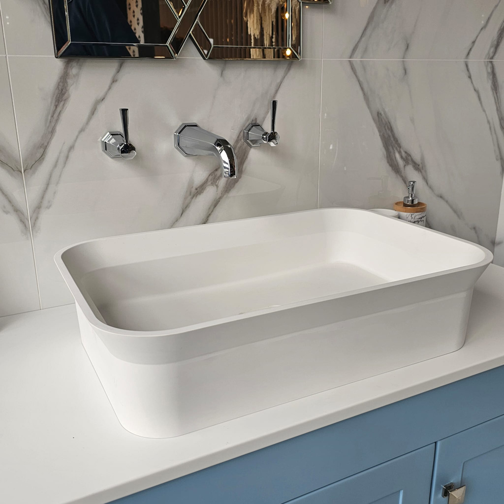 the erena stone resin | rectangle counter top sink matt finish