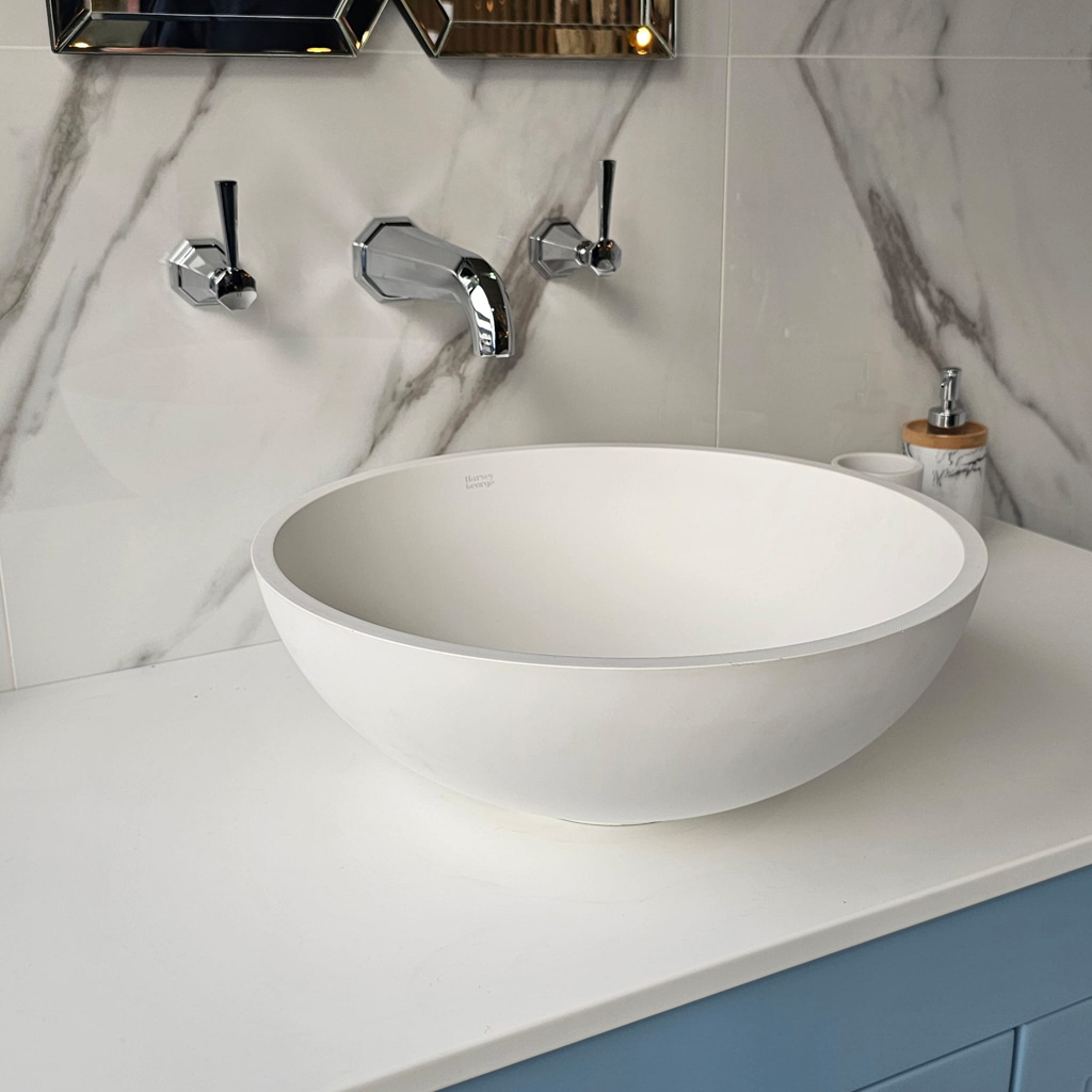 the esma stone resin round | counter top sink matt finish