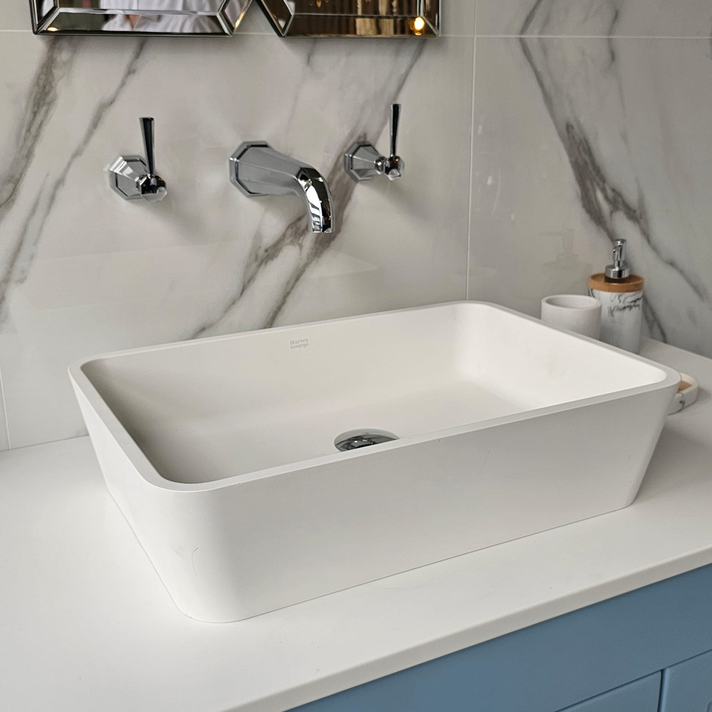 evon stone resin | rectangle counter top sink matt finish