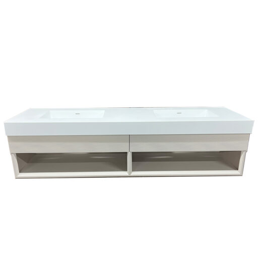felix large reeded wall hung vanity unit | painted | krion™ slab with undercounter basin(s)