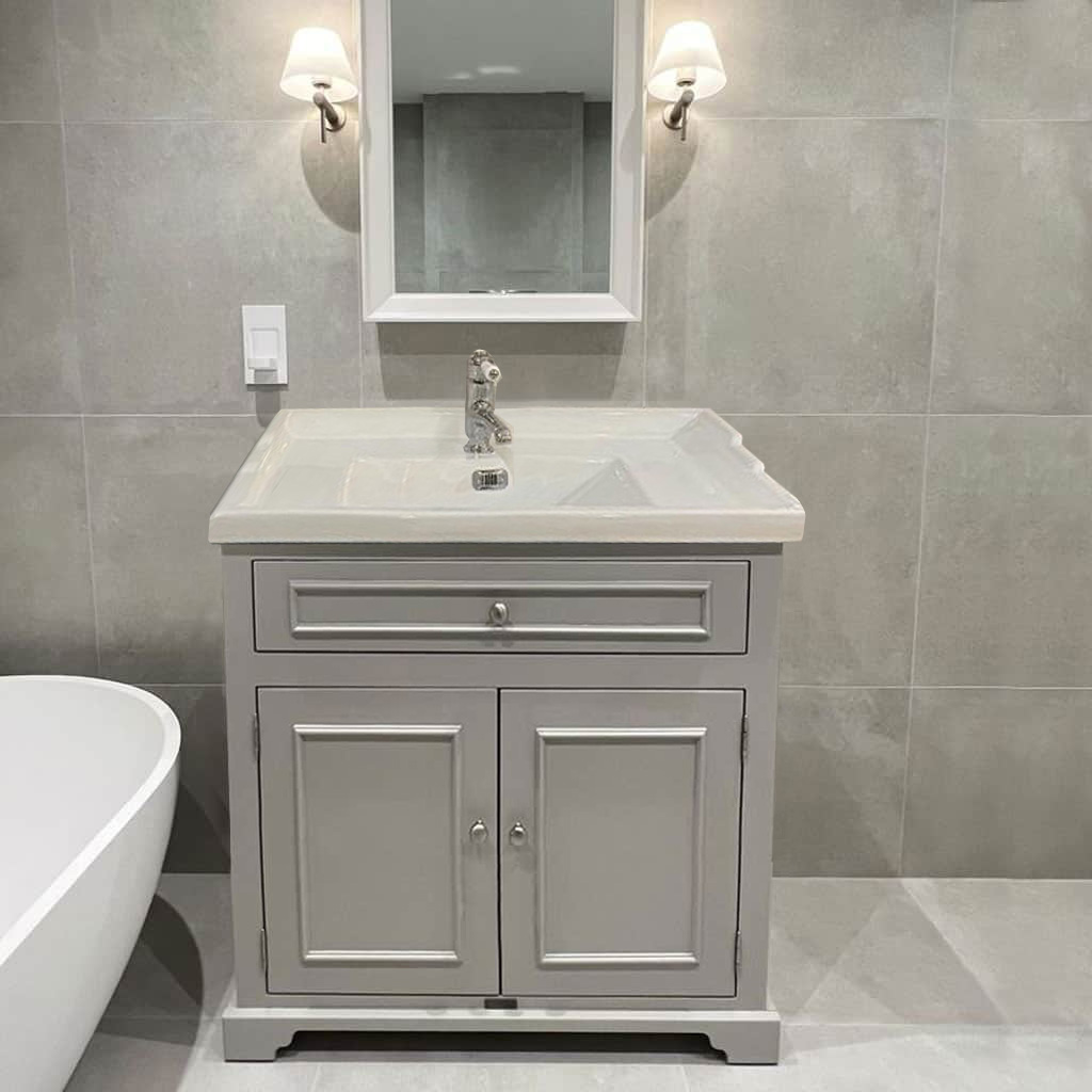 grace painted bathroom vanity | traditional ceramic sink