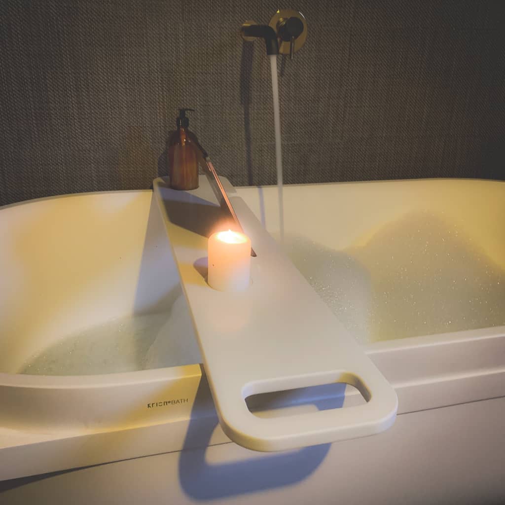 krion™ bath shelf / rack with towel, glass, candle & ipad holder