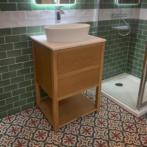 ava oak vanity unit | countertop sink
