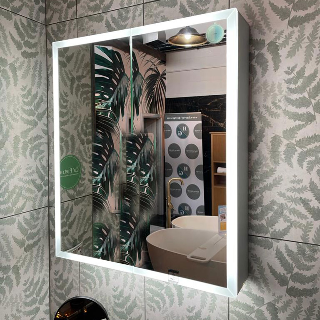 miami led mirror cabinet with demister & shaver socket