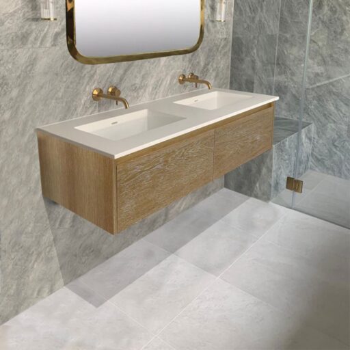 linea oak large wall hung handleless vanity unit | undercounter sink(s)