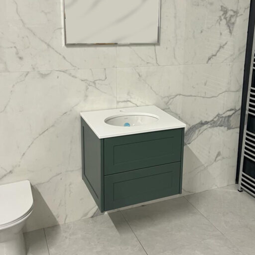 louise undercounter vanity unit | 600mm wide | sage green colour
