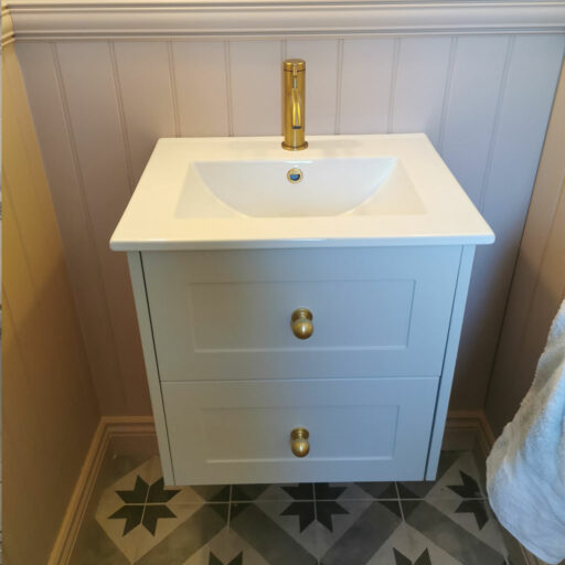 louise wall hung drawer vanity unit | shaker style | slimline ceramic sink