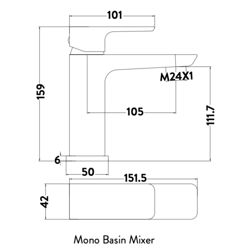 miami basin monobloc mixer in brushed brass