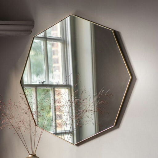 octagon brass mirror | large