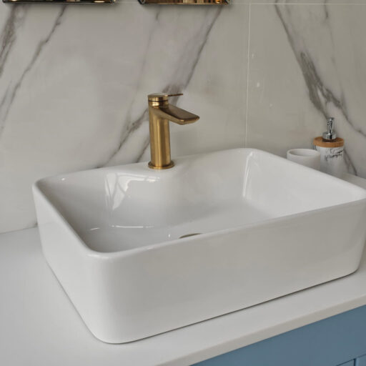 rectangle sit on ceramic sink with tap mount