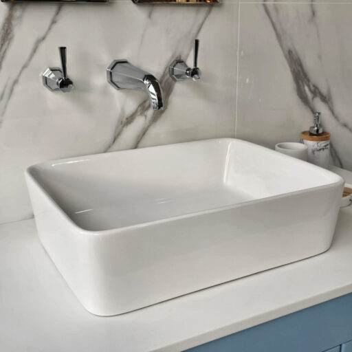 rectangle sit on ceramic sink