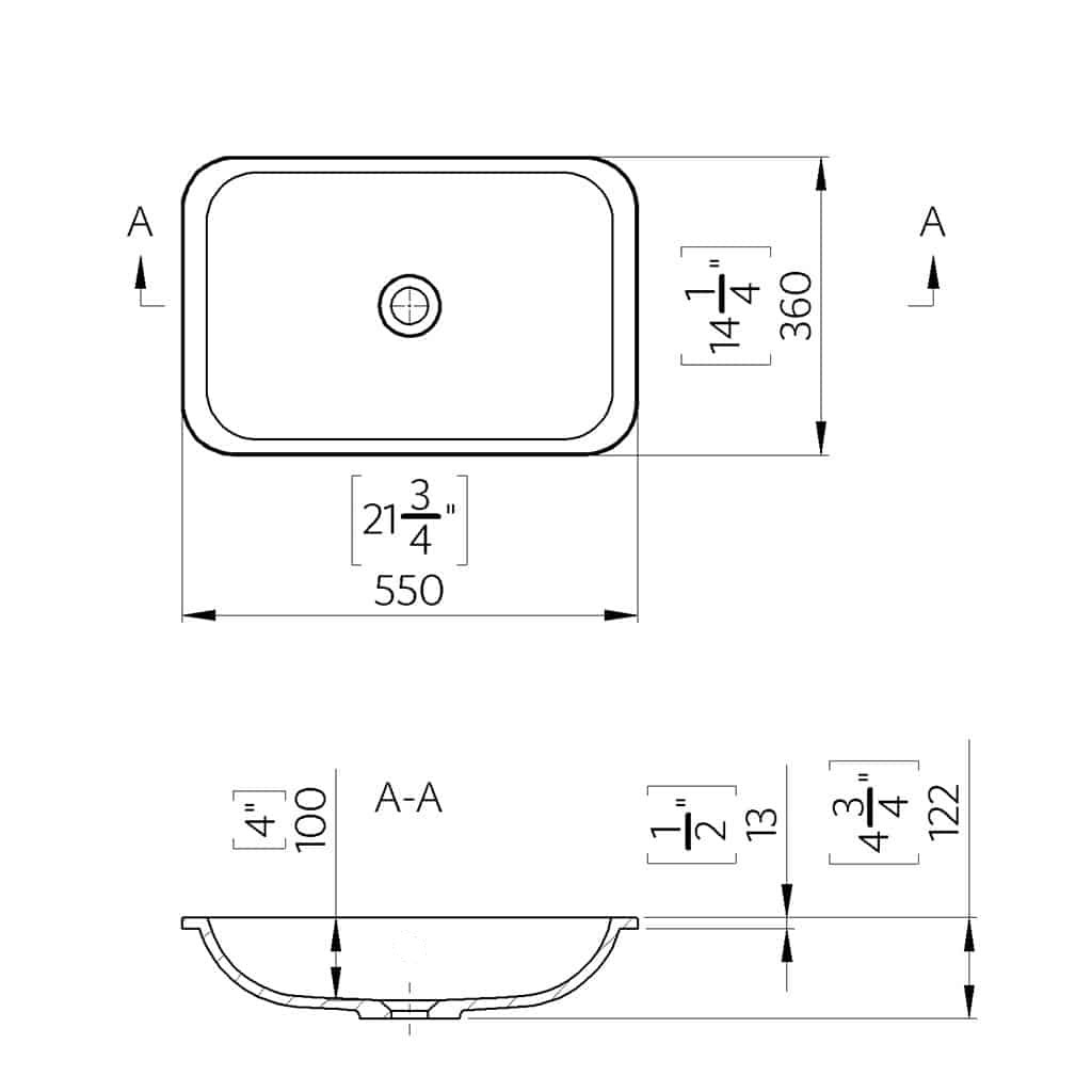 the elise stone resin rectangle | matt finish undercounter sink