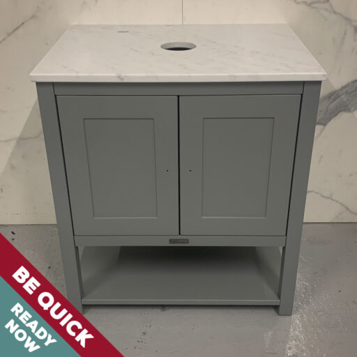 uk made painted vanity unit in light grey paint