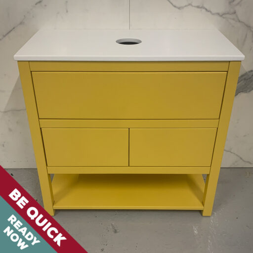 uk made painted vanity unit in yellow