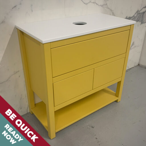 uk made painted vanity unit in yellow paint
