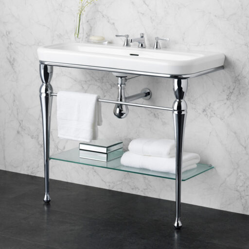 luxe slab 1000 brushed brass frame washstand | stone resin sink (copy)